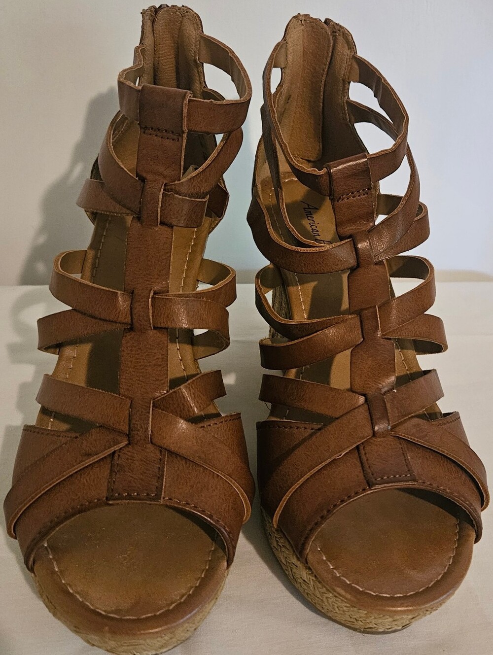 American Eagle Womens Open Toe Wedge Sandals Size 8 Strappy Summer Vacation